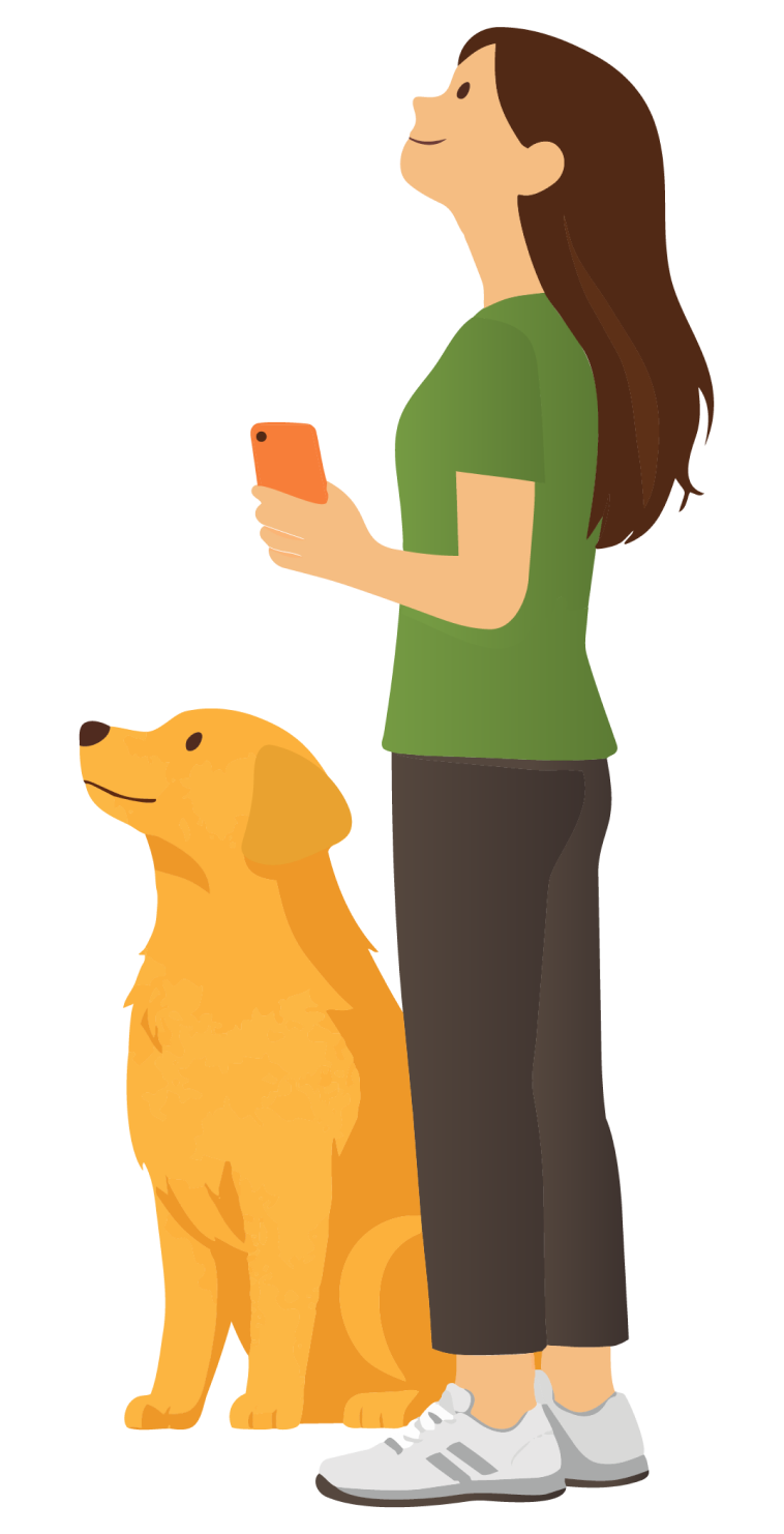 犬と女性のイラスト